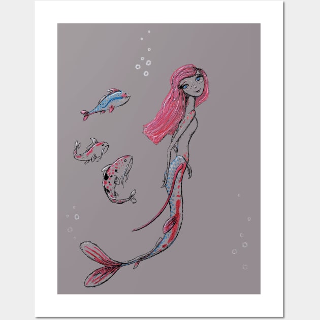 Koi Mermaid Wall Art by LittleMissTyne